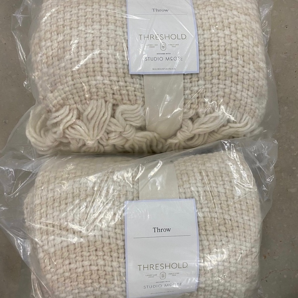 TWO/ Studio McGee Yarn Woven Crossed Tassel Throw Blanket